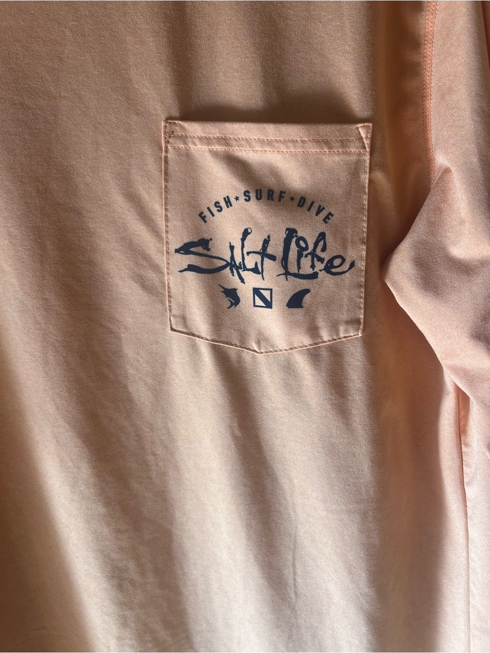 Salt Life Peach Long Sleeve with Navy Graphic - Picture 3 of 7